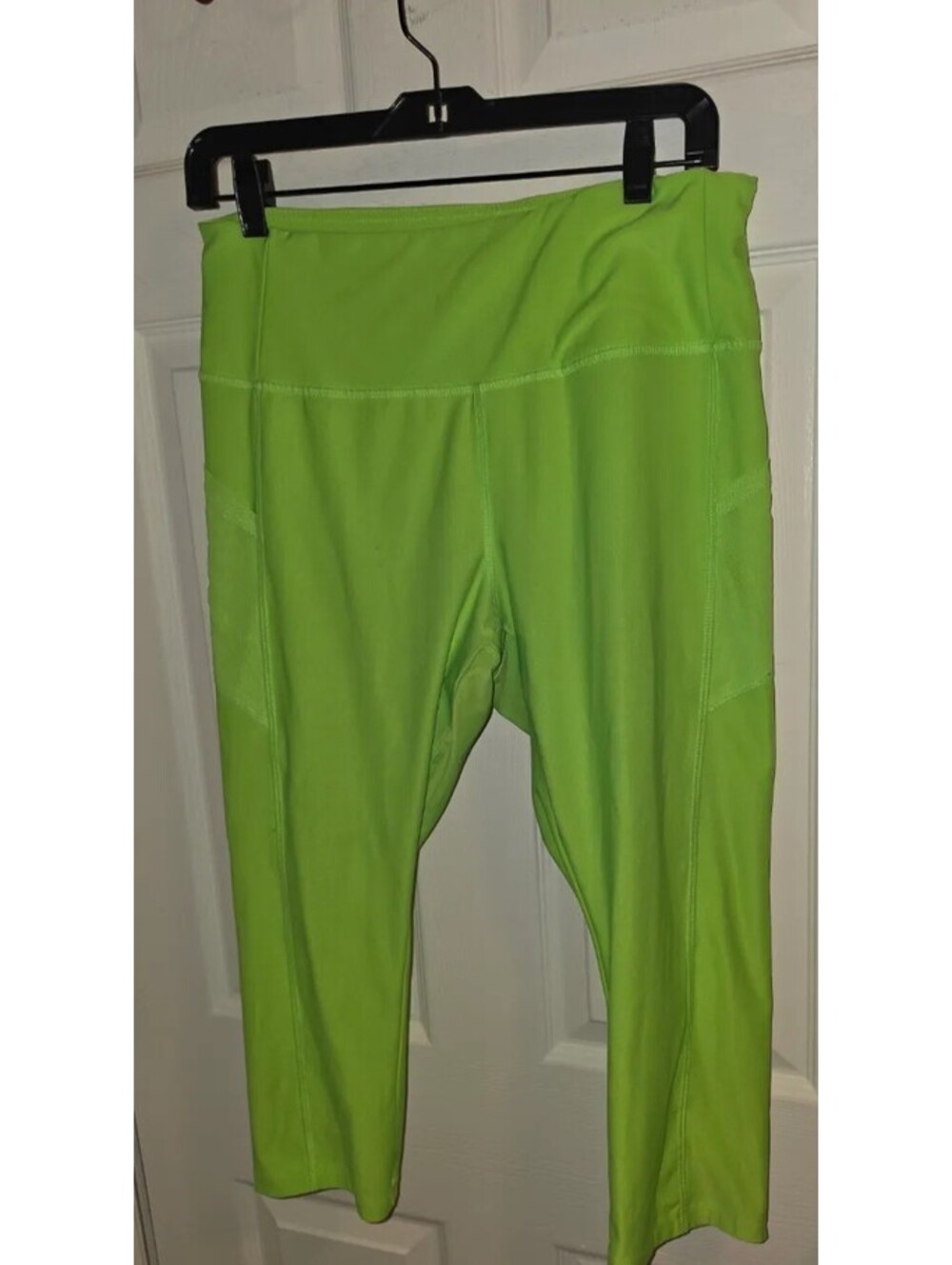 VOGO ATHLETICA NEON LIME GREEN HIGH WAISTED ATHLETIC LEGGINGS CROP PANTS XL READ